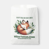 Schattigee vos slaapt in bladeren Baby shower Bedankzakje (Voorkant)