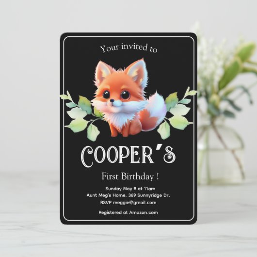 Schattigee vos tekenen boslanddieren bos vrienden kaart (Staand voorkant)