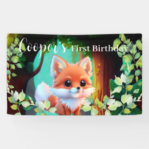 Schattigee vos tekenen boslanddieren bos vrienden spandoek