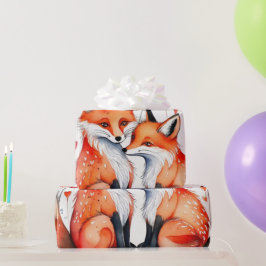 Schattigee vossen in liefde Wrapping Paper Cadeaupapier