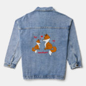 Schattigee vossen met hart, met de hand getekend denim jacket (Achterkant)