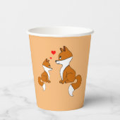 Schattigee vossen met hart, met de hand getekend papieren bekers (Achterkant)