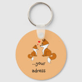 Schattigee vossen met hart, met de hand getekend sleutelhanger (Achterkant)