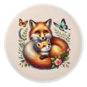 Schattigee vossenboshoeder keramische knop (Voorkant)