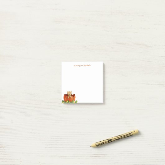 Schattigee vossenpompoen post-it® notes (Op bureau)