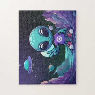 Schattigee Vrede Alien & Ruimteschip Legpuzzel