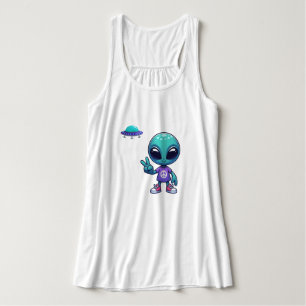 Schattigee Vrede Alien & Ruimteschip Tanktop