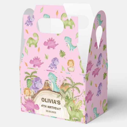 Schattigee Vriendelijke Dinosaurussen Meisje Verja Bedankdoosjes (Geopend)