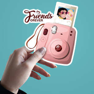 Schattigee vrienden voor altijd Foto met Retro Min Sticker