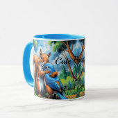 Schattigee vriendschap tussen eekhoorn en bluebird mok (Voorkant links)