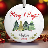 Schattigee vrolijke en heldere kerstbomen groen ro keramisch ornament