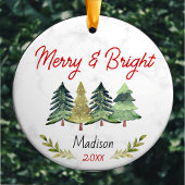 Schattigee vrolijke en heldere kerstbomen groen ro keramisch ornament