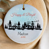 Schattigee vrolijke en lichte santa sleigh kerst keramisch ornament