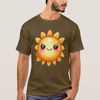 Schattigee vrolijke glimlachende waterverf zonnebl t-shirt
