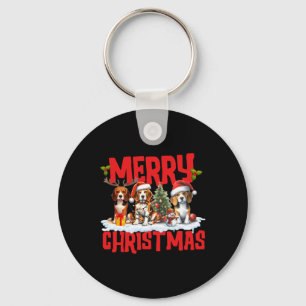 Schattigee vrolijke kerst Beagle Dog Santa Hat Ren Sleutelhanger