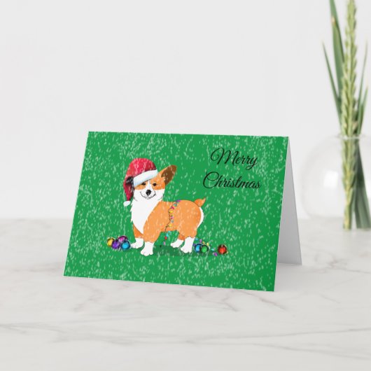 Schattigee vrolijke kerst Corgi Dog Feestdagen Kaart (Voorkant)