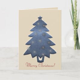 Schattigee vrolijke kerst Denim Tree Kaart