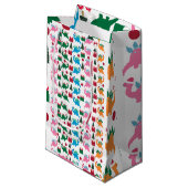 Schattigee vrolijke kerst dinosaurussen kleine ges klein cadeauzakje (Voorkant Gekanteld)