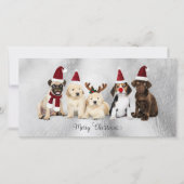 Schattigee vrolijke kerst Elfen & Rudolph Puppies Feestdagenkaart (Voorkant)