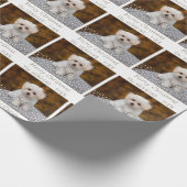 Schattigee vrolijke kerst hond foto cadeaupapier (Hoek)