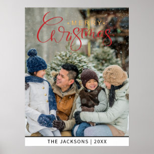 Schattigee vrolijke kerstfoto poster