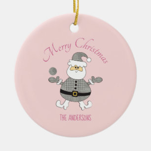 Schattigee Vrolijke Kerstman Houndstooth Mode Sant Keramisch Ornament