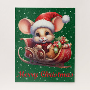 Schattigee vrolijke kerstmuis puzzel