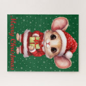 Schattigee vrolijke kerstmuis puzzel legpuzzel (Horizontaal)