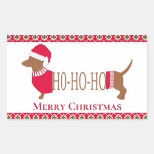 Schattigee vrolijke kerstteckel Doxie Dog Rechthoekige Sticker