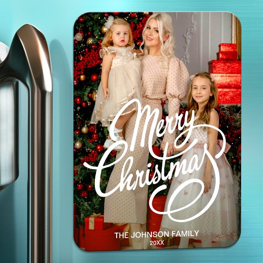 Schattigee vrolijke kerstvakantie kaarten familie magneet