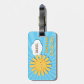 Schattigee vrolijke kleine zonneschijn voor kinder bagagelabel (Achterkant verticaal)