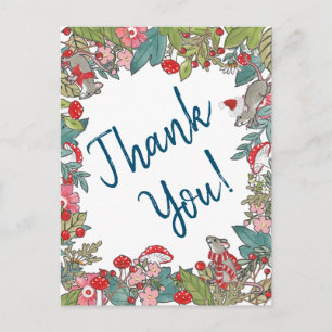 Schattigee vrolijke muizen kerst dank u Woodland M Briefkaart