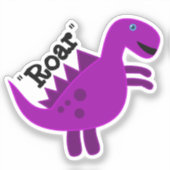 Schattigee vrolijke Paarse dinosaurus brullen Sticker (Voorkant)