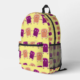Schattigee vrolijke pindakaas en gelei cartoon bedrukte rugzak