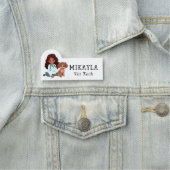 Schattigee vrouw en puppy naamplaatje (In situ)