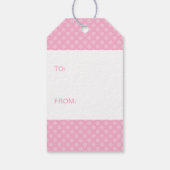 Schattigee vrouw in roze jurk cadeaulabel (Achterkant)