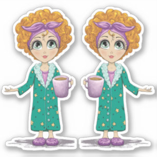 Schattigee vrouw nachtjapon clipart sticker