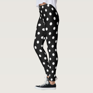 Schattigee vrouwen, meisjes zwart en wit polka dot leggings