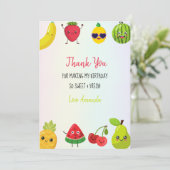 Schattigee vruchten Dank u Verjaardagsfeest Platte Bedankkaart (Staand voorkant)