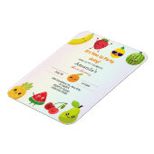 Schattigee vruchten eerste verjaardagsuitnodiging magneet (Linkerzijde)