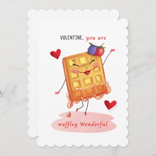 Schattigee wafelkarakter Valentijn Feestdagenkaart (Voorkant / Achterkant)