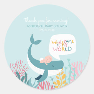 Schattigee walvis Baby shower Classic Ronde Sticke Sticker