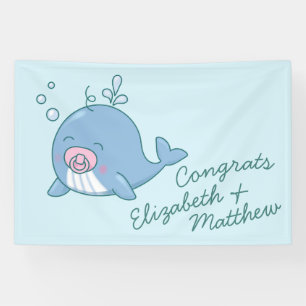 Schattigee Walvis Baby shower Kawaii Girl Pink Spandoek