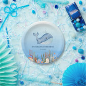 Schattigee walvis blauw Zee koraalrif Verjaardag Papieren Bordje (Feest)