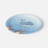 Schattigee walvis blauw Zee koraalrif Verjaardag Papieren Bordje (Gekanteld)