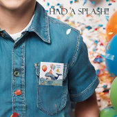 Schattigee walvis gepersonaliseerde jongensverjaar vierkante button 5,1 cm