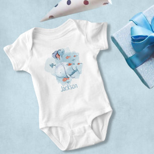 Schattigee walvis gepersonaliseerde naam romper