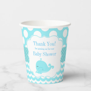Schattigee walvis met Baby Blue Boy Baby shower Papieren Bekers