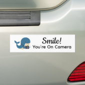 Schattigee walvis met camera bumpersticker (Op auto)