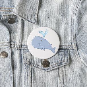 Schattigee walvis met water splash Schattig dier Ronde Button 7,6 Cm